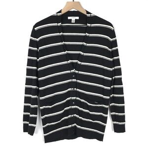 LIZ CLAIBORNE Cardigan Sweater Striped Classic Capsule Minimalist Classic Medium